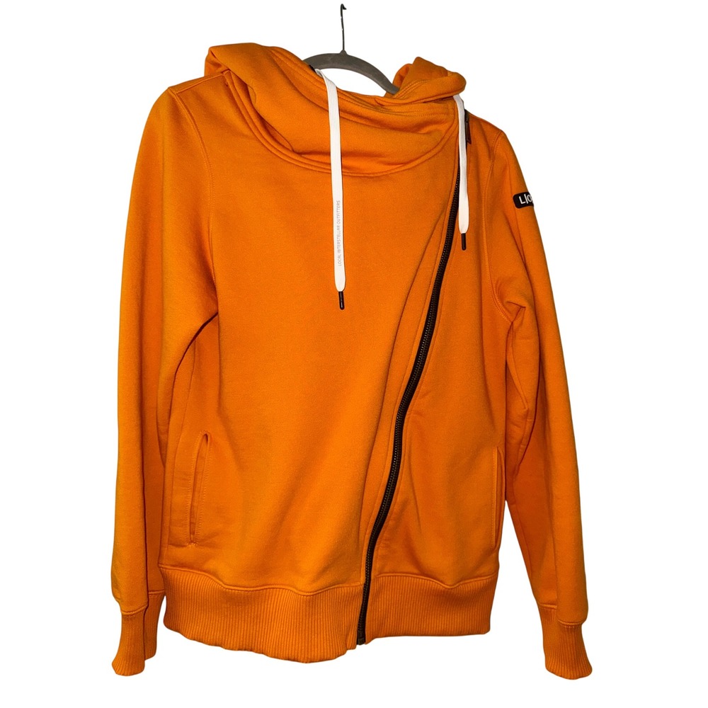 Local Interstellar Outfitters Orange Asymmetrical Side Zip Hoodie Large LIO